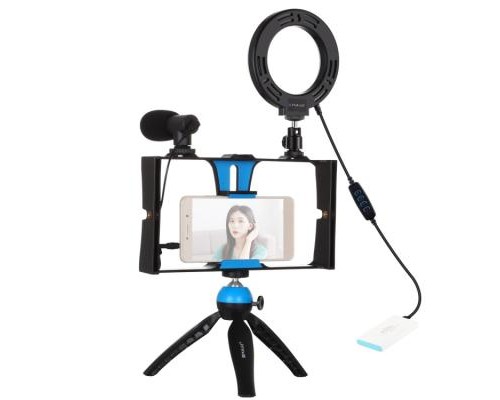 Набір блогера Puluz 4in1 (ring light, mount, phone holder, microphone) (PKT3025L)