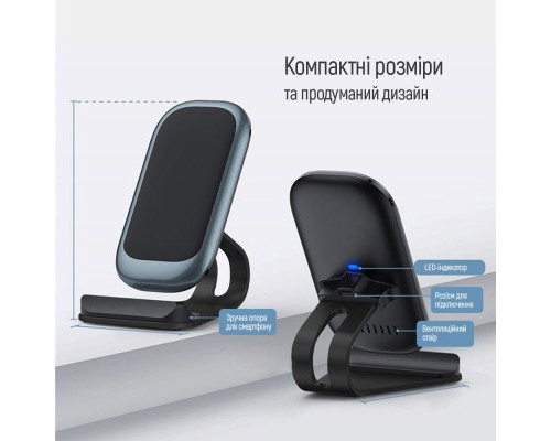 Зарядний пристрій ColorWay Wireless Stand 10W Blue (CW-CHW30Q-BL)