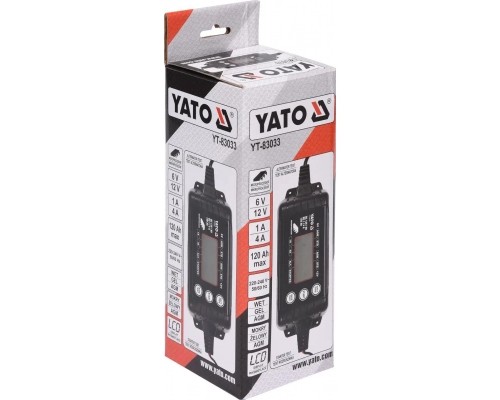 Зарядний пристрій для автомобільного акумулятора Yato YT-83033