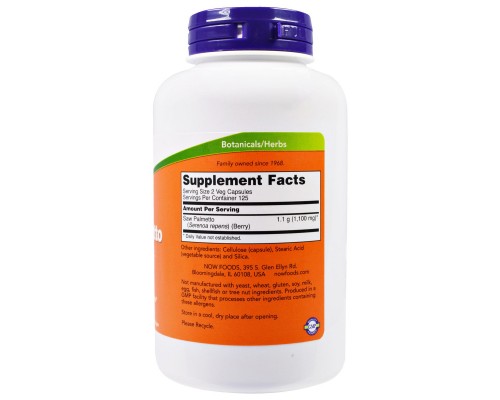Трави Now Foods Плоди Серено (Со Пальметто) 550мг, 250 вегетаріанських ка (NOW-04748)