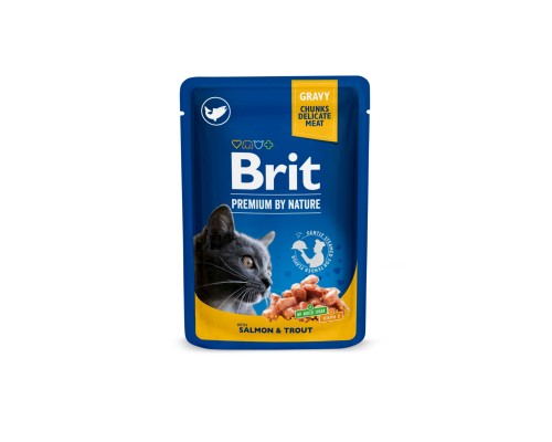 Вологий корм для кішок Brit Premium Cat Pouches with Salmon&Trout 100 г (8595602505999) Вологий корм для кішок Brit Premium Cat Pouches with Salmon&Trout 100 г (8595602505999)