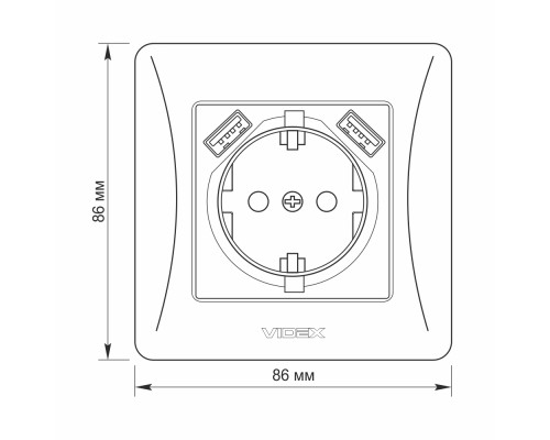 Розетка Videx BINERA 1ая із заземленням і 2USB кремова (VF-BNSK1GU2-CR)