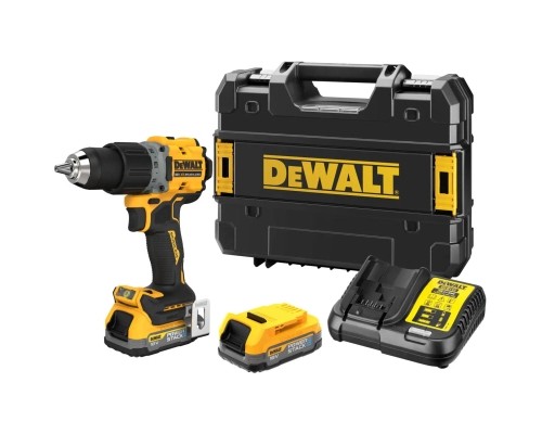 Шуруповерт DeWALT XR Li-Ion PowerStack 18V 2x1.7 Аг, 90 Нм, 0-650/0-2000 об/хв (DCD800E2T)