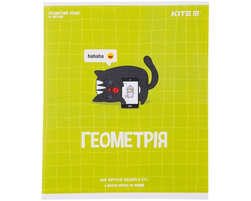 Зошит Kite предметний Cat 48 аркушів, клітинка, геометрія (K23-240-19)