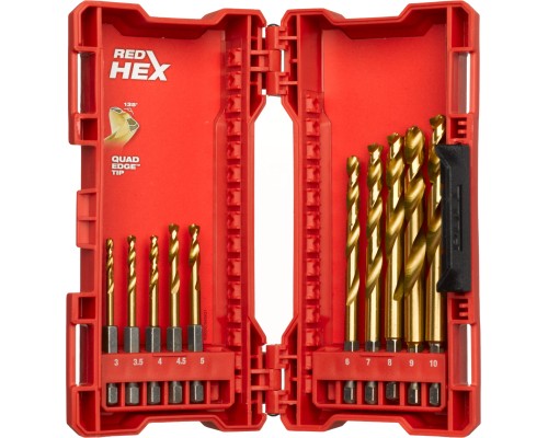 Набір свердл Milwaukee по металу RedHEX HSS-G TiN 10 шт (48894759)