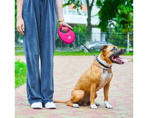 Повідок для собак WAUDOG R-leash з контейнером для пакетів S до 12 кг 3 м рожевий (26277)