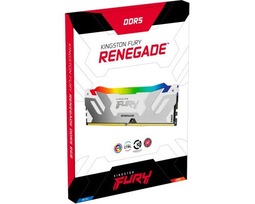 Модуль пам'яті для комп'ютера DDR5 16GB 6800 MHz Renegade RGB White/Silver Kingston Fury (ex.HyperX) (KF568C36RWA-16)