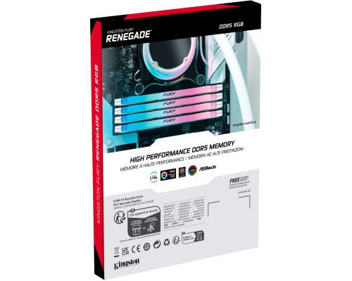 Модуль пам'яті для комп'ютера DDR5 16GB 6800 MHz Renegade RGB White/Silver Kingston Fury (ex.HyperX) (KF568C36RWA-16)