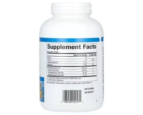 Жирні кислоти Natural Factors Жир дикого лосося аляски, 1000 мг, OmegaFactors, Wild Alaskan Sal (NFS-02257)