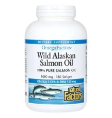 Жирні кислоти Natural Factors Жир дикого лосося аляски, 1000 мг, OmegaFactors, Wild Alaskan Sal (NFS-02257)