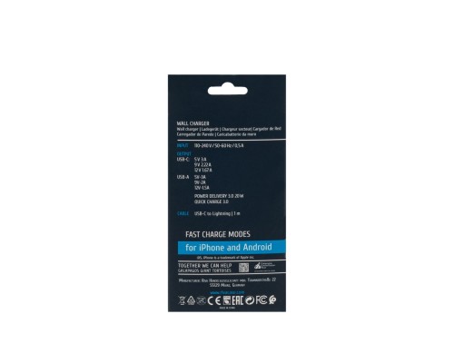Зарядний пристрій RivaCase 2хUSB-А + Type-C PD 20W+QC3.0 кабель Type-C-Lighting white (PS4102 WD5 (White))