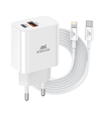Зарядний пристрій RivaCase 2хUSB-А + Type-C PD 20W+QC3.0 кабель Type-C-Lighting white (PS4102 WD5 (White))