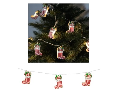 Гірлянда Chomik Шкарпетка новорічна 1.65 м 10 LED Теплий білий (5900779854093)