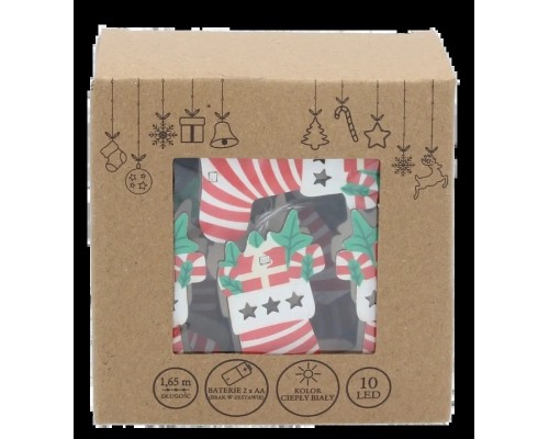 Гірлянда Chomik Шкарпетка новорічна 1.65 м 10 LED Теплий білий (5900779854093)