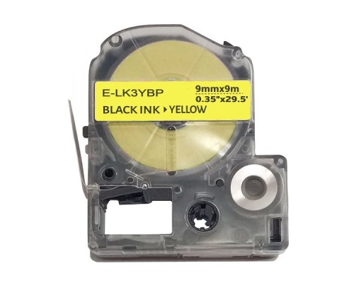 Стрічка для принтера етикеток UKRMARK E-K3YBP, 9мм х 9м, black on yellow, сумісна з LK-3YBP (900855)