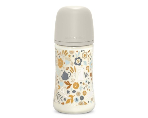 Пляшечка для годування Suavinex Wonderland 270 мл, фізіологічна, середній потік, біла (308747)