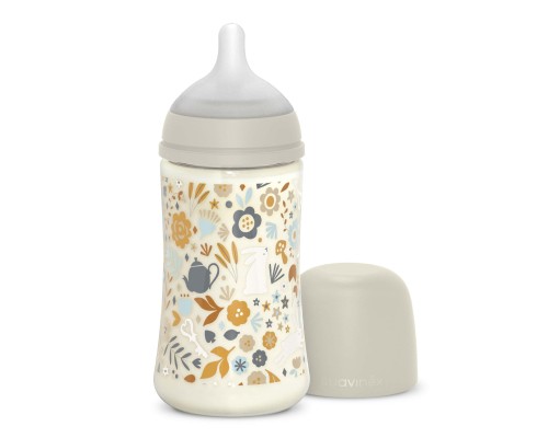 Пляшечка для годування Suavinex Wonderland 270 мл, фізіологічна, середній потік, біла (308747)
