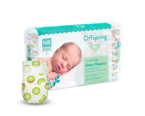 Підгузки Offspring Hairykiwi, розмір NB, до 4 кг 56 шт (DP-OI-FAT-NB56P-HKW)