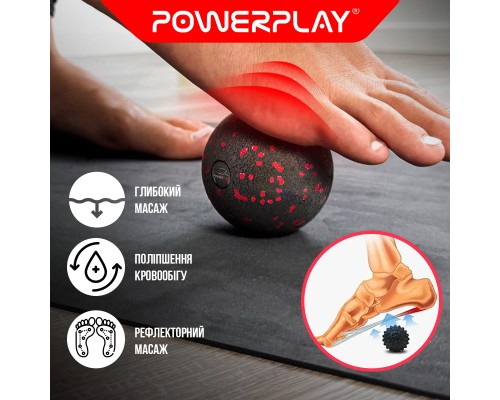 Масажний м'яч PowerPlay PP-4350 Epp Massage Ball (d8) Чорно/Червоний (PP-4350_Red_d8)