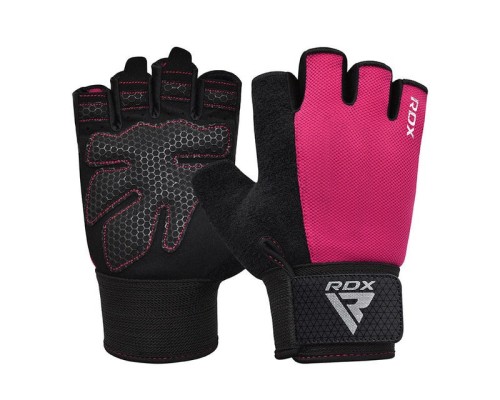 Рукавички для фітнесу RDX W1 Half Pink Plus M (WGA-W1HP-M+)