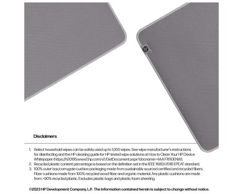 Килимок для мишки HP 205 Sanitizable XL Speed/Control Grey (8X596AA)