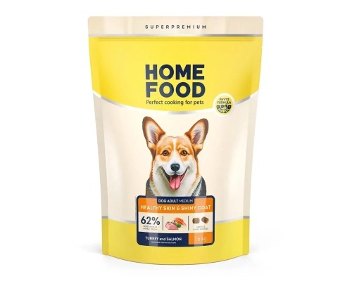Сухий корм для собак Home Food ADULT MEDIUM Healthy skin and shiny coat з індичкою та лососем 1.6 кг (4820235020385)