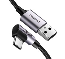 Дата кабель USB 2.0 AM to USB-C 3.0m 3A US284 90° corner black Ugreen (70255)