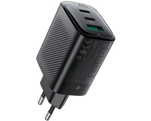 Зарядний пристрій Acefast 2xUSB-C + 1xUSB 67W GaN black (6974316284048)