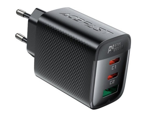 Зарядний пристрій Acefast 2xUSB-C + 1xUSB 67W GaN black (6974316284048)