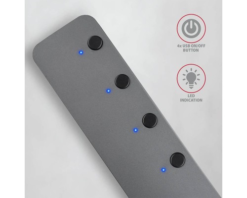 Концентратор AXAGON USB 3.1 to 4xUSB 3.0 0.2m switch black (HUE-MSA)