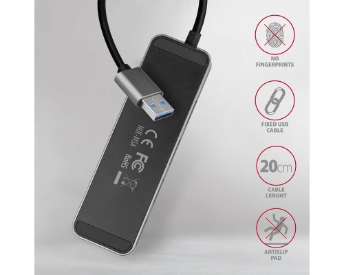 Концентратор AXAGON USB 3.1 to 4xUSB 3.0 0.2m switch black (HUE-MSA)