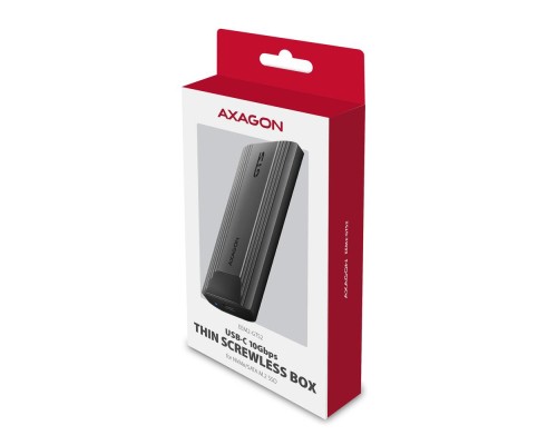 Кишеня зовнішня AXAGON USB-C 10Gbps metal box for M.2 NVMe & SATA SSD THIN SCREWLESS (EEM2-GTS2)