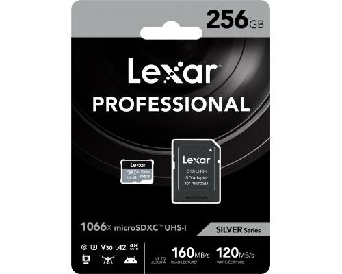 Карта пам'яті Lexar 256GB microSDXC class 10 UHS-I 1066x Silver (LMS1066256G-BNANG)