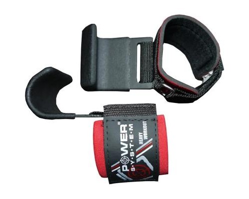 Гаки для тяги на зап'ястя Power System Hardcore Hooks PS-3310 Black/Red (PS-3310_Black-Red)