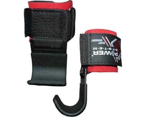 Гаки для тяги на зап'ястя Power System Hardcore Hooks PS-3310 Black/Red (PS-3310_Black-Red)
