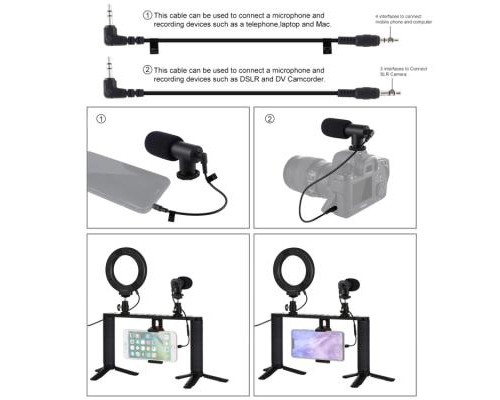 Набір блогера Puluz 4in1 (ring light, mount, phone holder, microphone) (PKT3028)