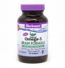 Жирні кислоти Bluebonnet Nutrition Омега-3 Формула для Мозку, Omega-3 Brain Formula, 60 желатин (BLB0944)