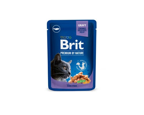 Вологий корм для кішок Brit Premium Cat Pouches with Cod Fish 100 г (8595602506002) Вологий корм для кішок Brit Premium Cat Pouches with Cod Fish 100 г (8595602506002)
