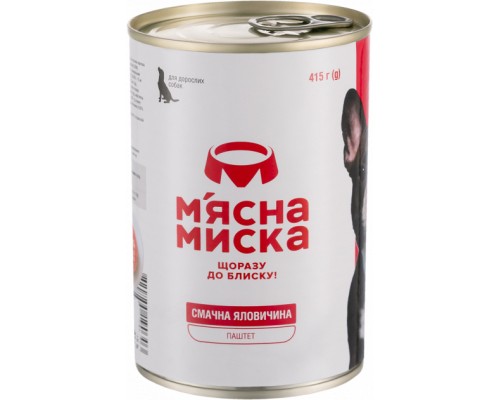 Консерви для собак М'ясна Миска паштет з яловичиною 415 г (4820255190303)