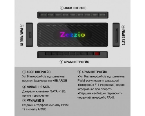 Модуль управління підсвічуванням Zezzio 1 to 9 ARGB PWM HUB