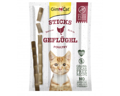 Ласощі для котів GimCat М'ясні палички з м'ясом птиці grain-free 4 шт (4002064400167)