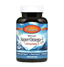 Жирні кислоти Carlson Супер Омега-3, 1200 мг, Super Omega-3, 100 желатинових капсул (CL1521)