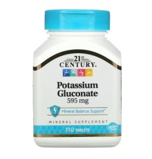 Мінерали 21st Century Калію Глюконат, 595 мг, Potassium Gluconate, 110 таблеток (CEN-21387)