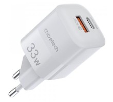 Зарядний пристрій Choetech GaN USB-A/USB-C 33W QC3.0/PD/PPS (PD5006-EU-WH)