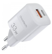 Зарядний пристрій Choetech GaN USB-A/USB-C 33W QC3.0/PD/PPS (PD5006-EU-WH)