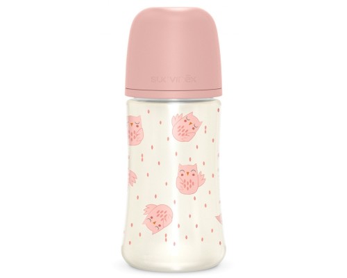 Пляшечка для годування Suavinex Bonhomia, повільний потік, 270 мл, рожева (307834)