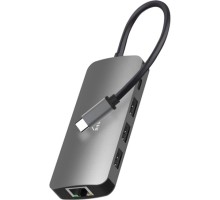 Концентратор Media-Tech USB3.1 Type-C to HDMI/USB 3.0x3/RJ45/SD/MicroSD/PD 100W Hub Pro 8-in-1 (MT5044)