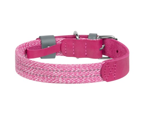 Нашийник для тварин WAUDOG Classic зі шкіри та відновленої бавовни S 15 мм х 27-36 см рожевий (58907)