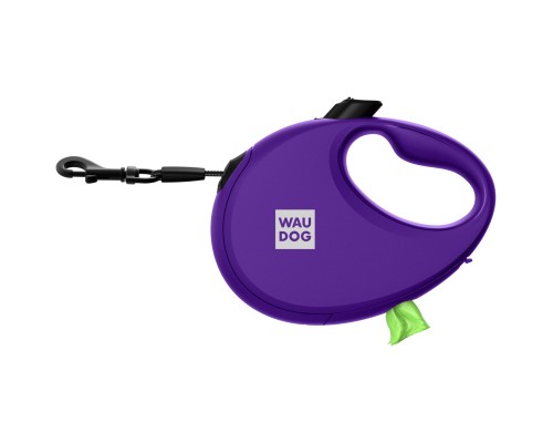 Повідок для собак WAUDOG R-leash з контейнером для пакетів S до 12 кг 3 м фіолетовий (26279)