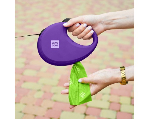 Повідок для собак WAUDOG R-leash з контейнером для пакетів S до 12 кг 3 м фіолетовий (26279)